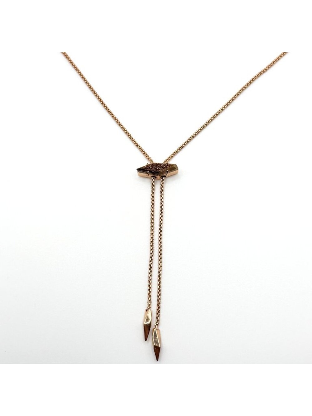 Kendra Scott Cheska Rose Gold Druzy Necklace Adjustable Lariat